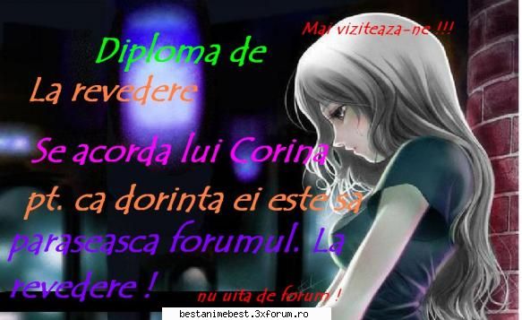 diplome pentru altceva < )corina( > scris:yo cauza intodeauna este cearta acest forum ...s-au